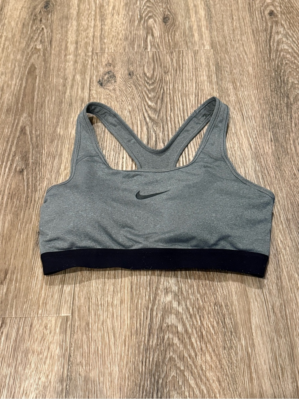 Nike Heather Gray Racerback Sports Bra with Black Band